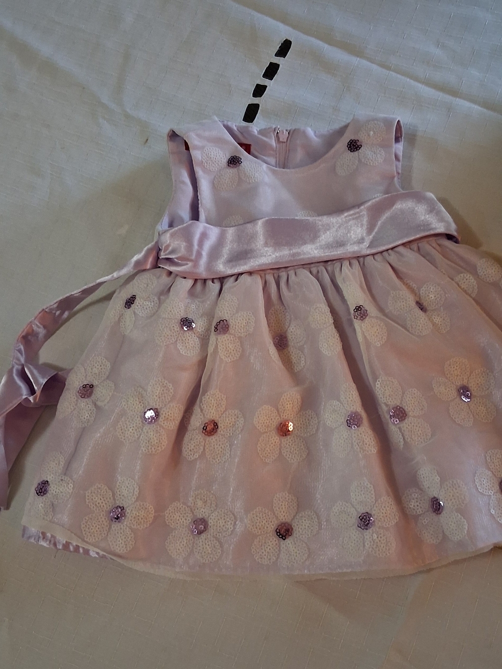 Lilac Floral Sequin Satin Waist Girls' Dress 3-6 m 260908